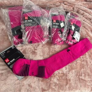 Under Armour UA Team Performance Hot Pink Socks with Black Accents 10 pair LARGE